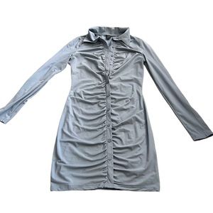 Shein M(6) Button front Ruched Bodycon Dress